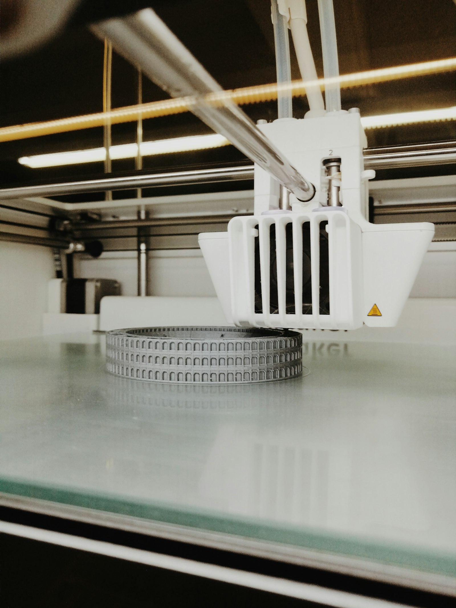 A detailed white part during printing
